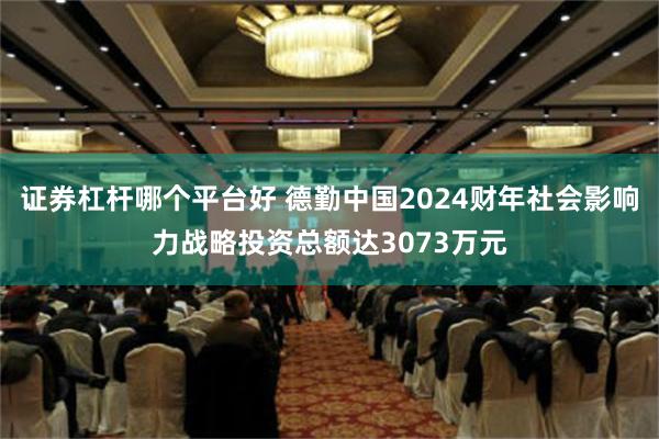 证券杠杆哪个平台好 德勤中国2024财年社会影响力战略投资总额达3073万元