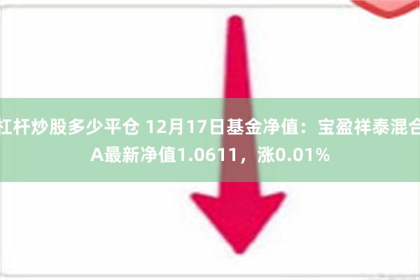 杠杆炒股多少平仓 12月17日基金净值：宝盈祥泰混合A最新净值1.0611，涨0.01%