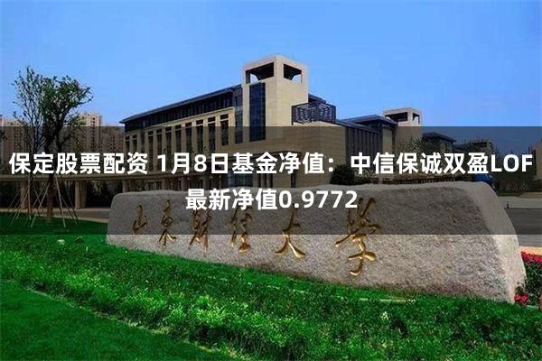 保定股票配资 1月8日基金净值：中信保诚双盈LOF最新净值0.9772